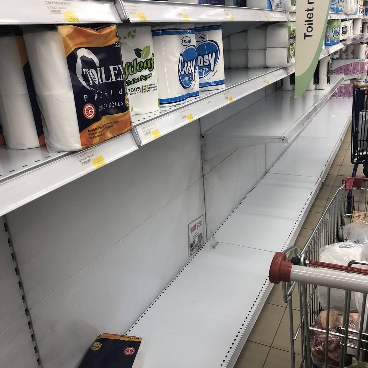 Coronavirus Kenyans Empty Supermarket Shelves in Panic Shopping